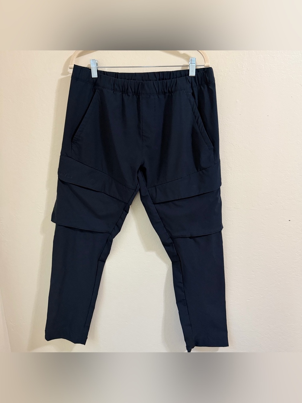 BYLT Basics Skyline Pant Mens M Navy blue Tapered Cargo Jogger Travel Track Pant